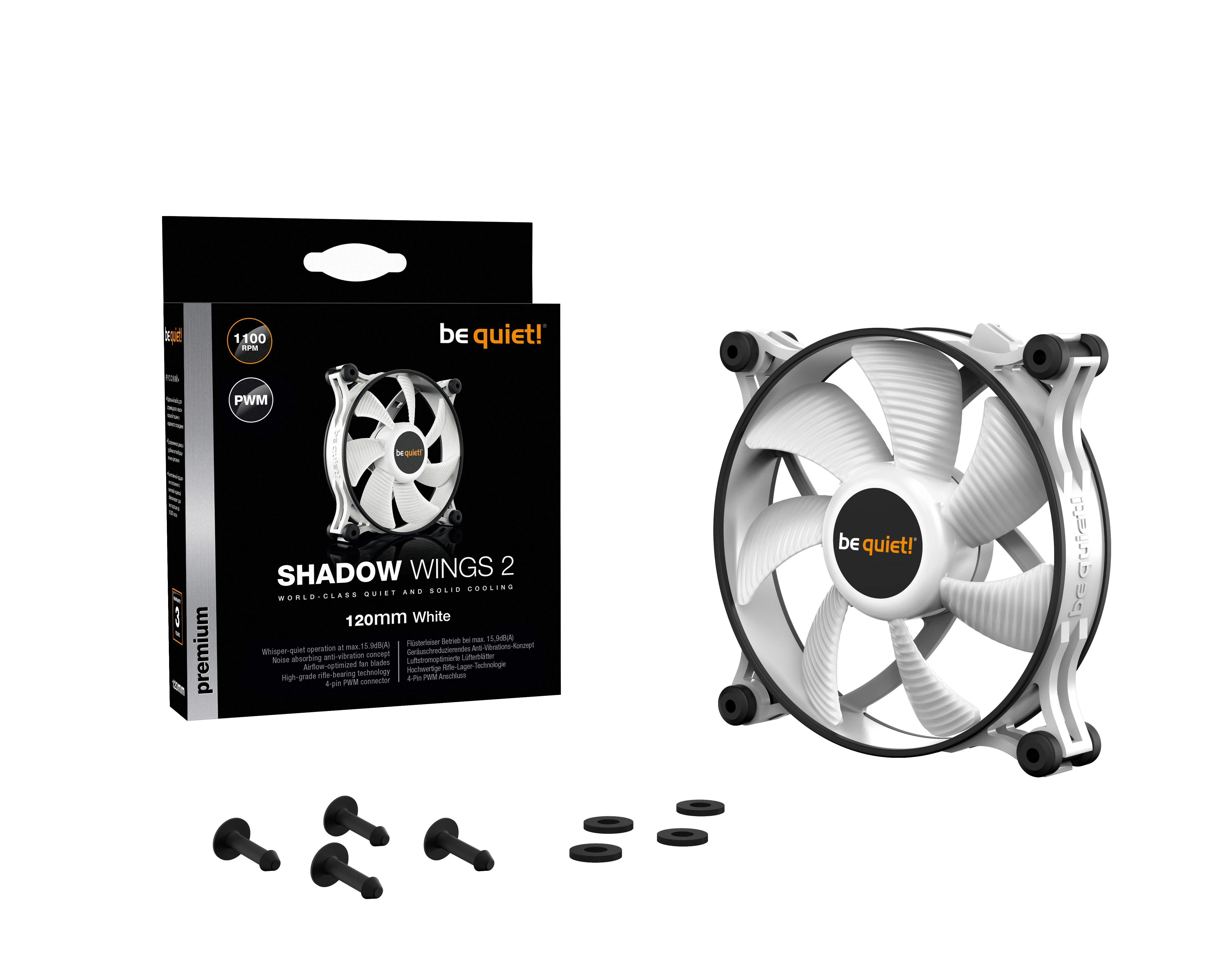 LISTAN BE QUIET Shadow Wings 2 Baltas 120mm PWM