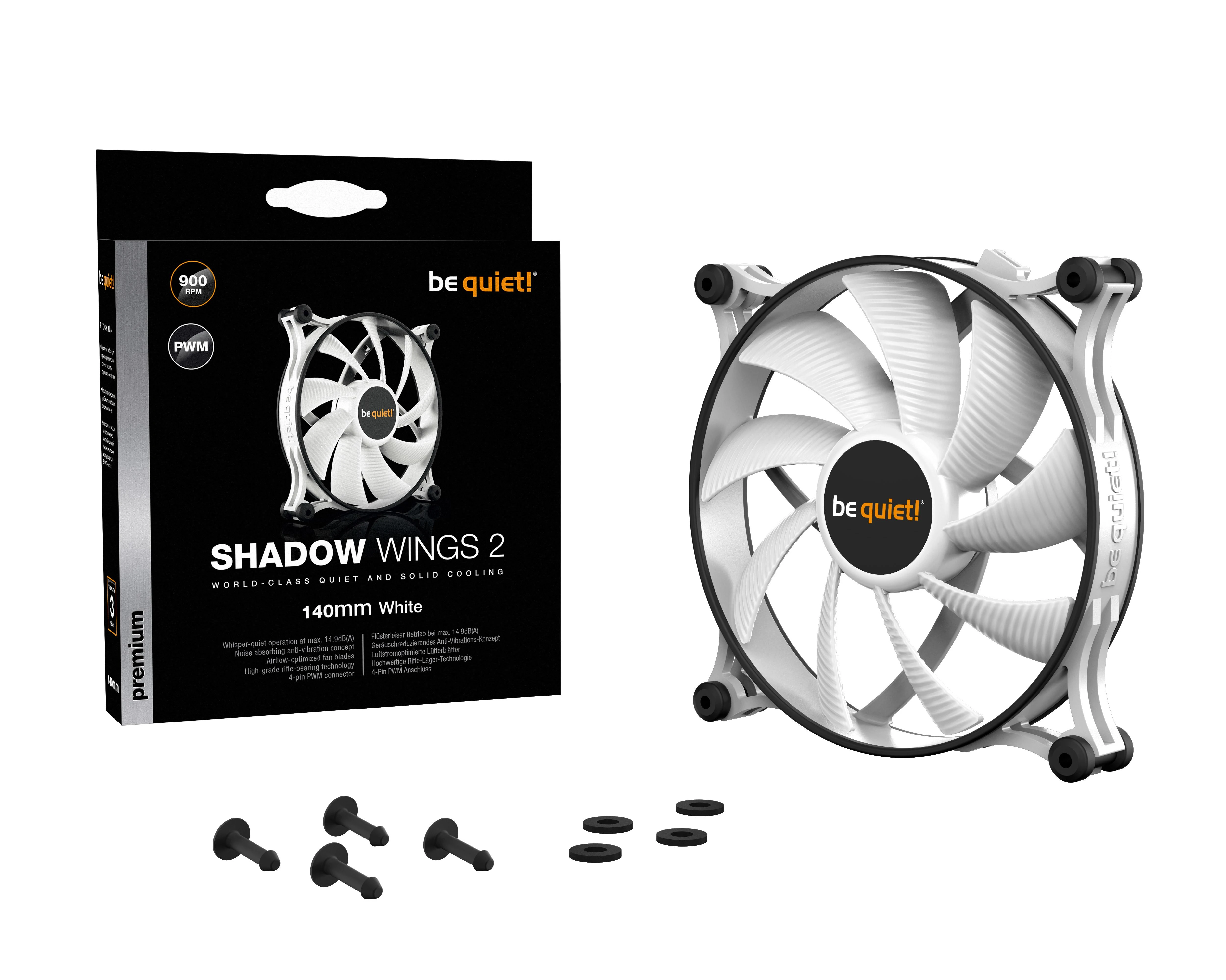 be quiet! Shadow Wings 2 baltas ventiliatorius su komplektu