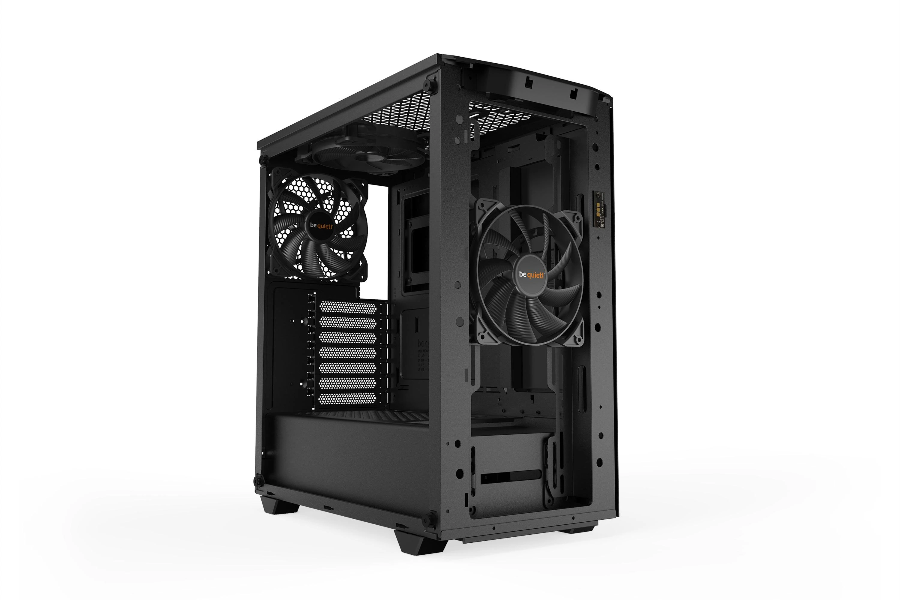 Kompiuterio korpusas be quiet! Pure Base 500DX / Didelio oro srauto įsiurbimas / 3 Pure Wings 2 140 mm ventiliatoriai / ARGB LED / USB 3.2 Gen. 2 Type C / Paruoštas aušinimui vandeniu / Juodas