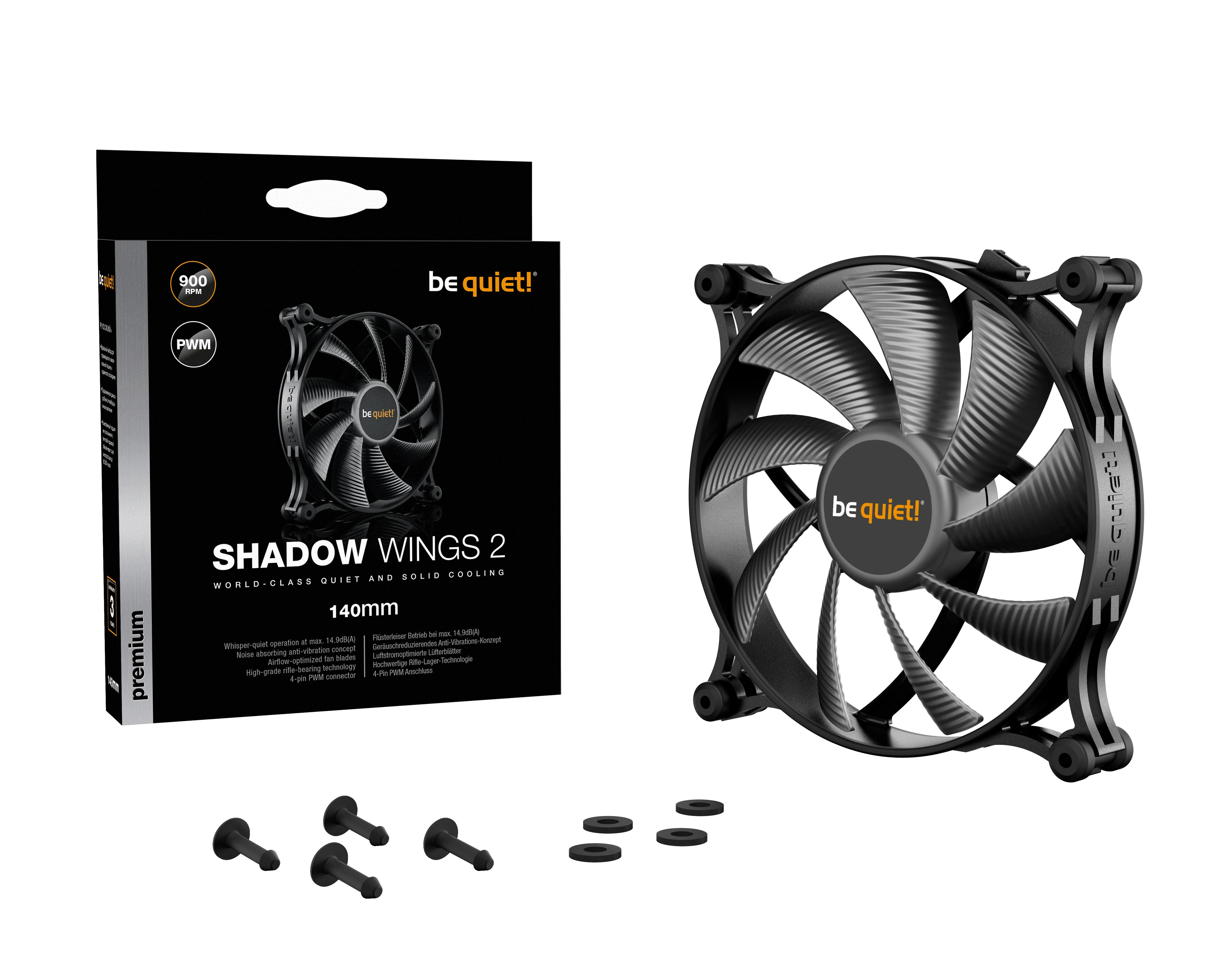 be quiet! Shadow Wings 2 140mm PWM Kompiuterio korpusui Ventiliatorius 14 cm Juoda
