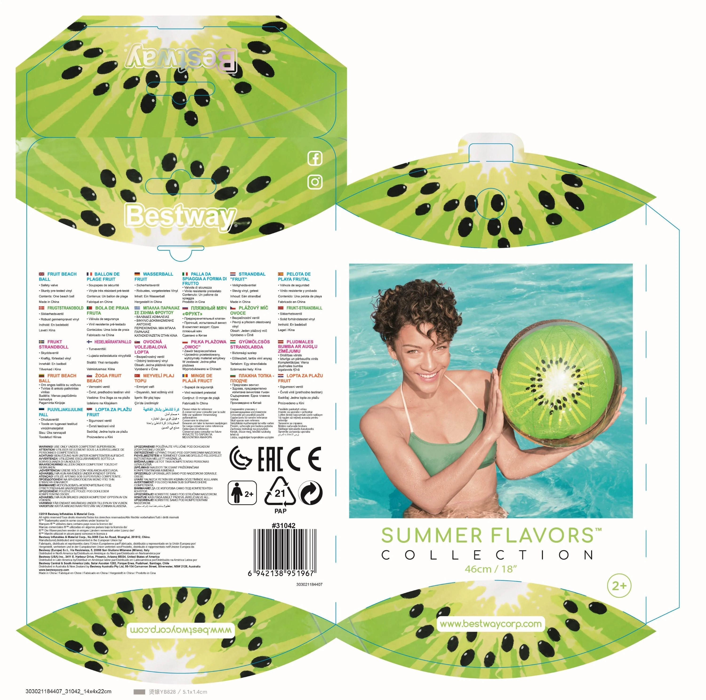 BESTWAY paplūdimio kamuolys Fruit 46cm, assort., 31042