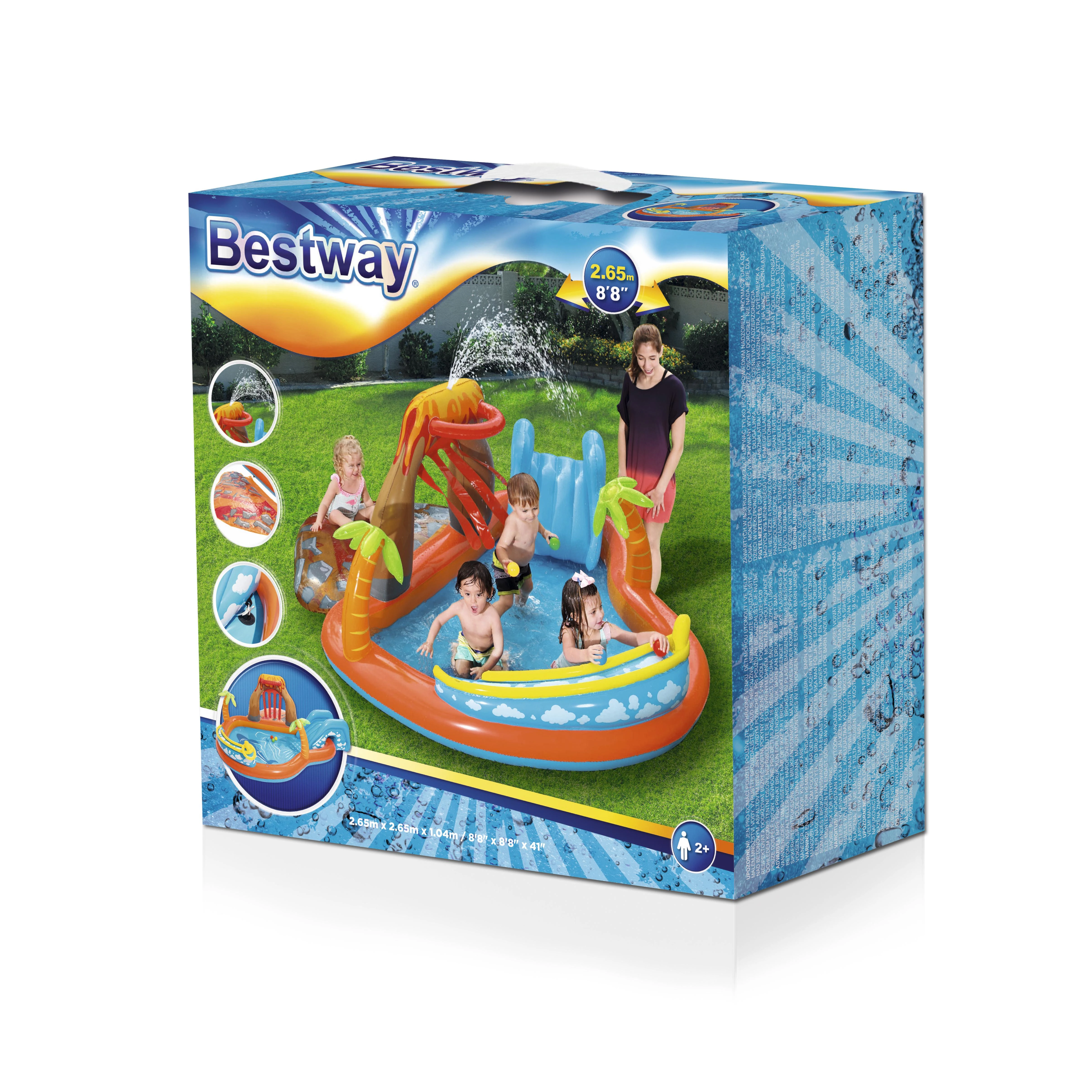 Bestway pripučiama žaidimų aikštelė - baseinas Ugnikalnis 265x265x104 cm (53069)