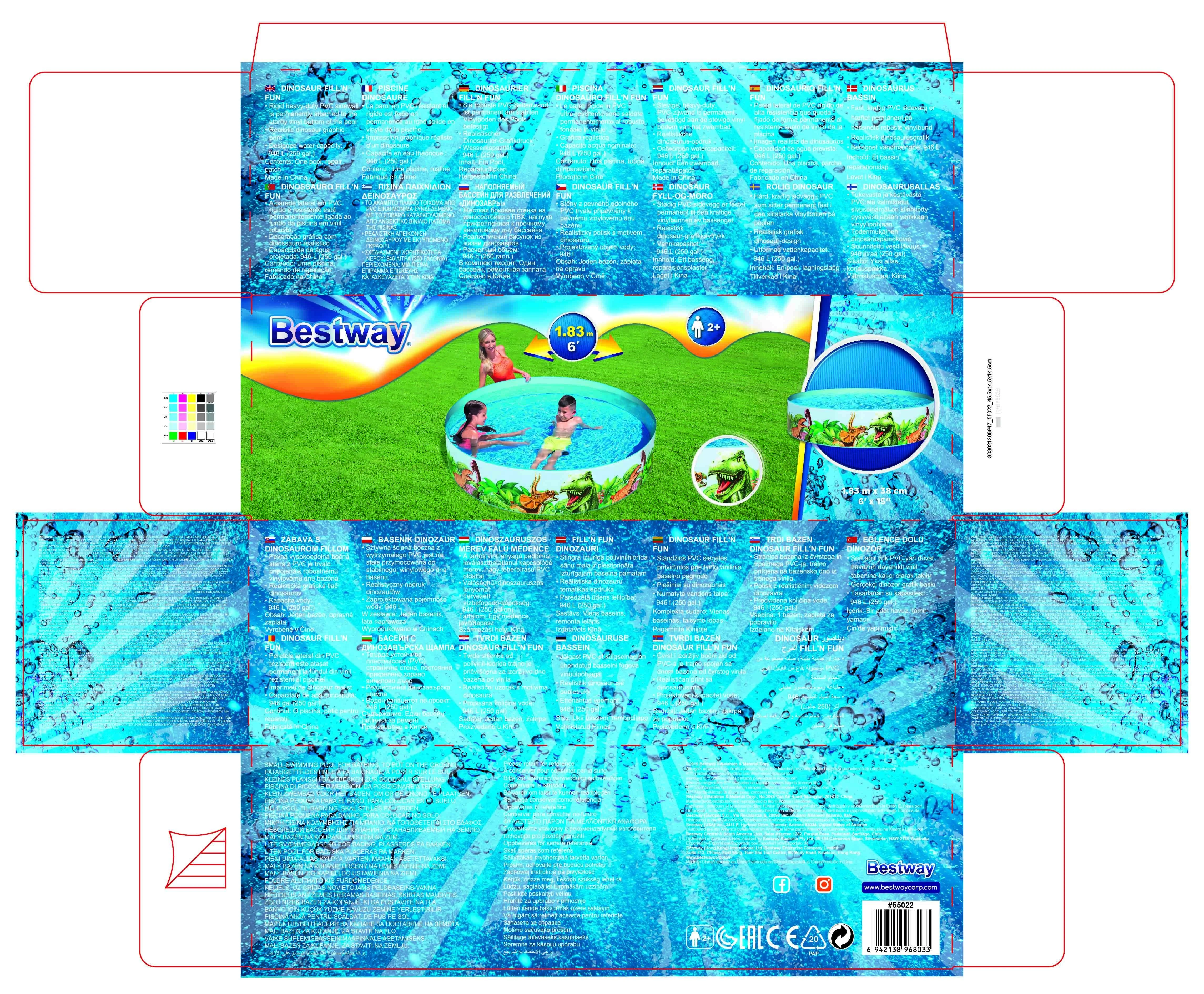BESTWAY baseinas Dinosaur Fill'N Fun 1.83m x H38cm, 55022