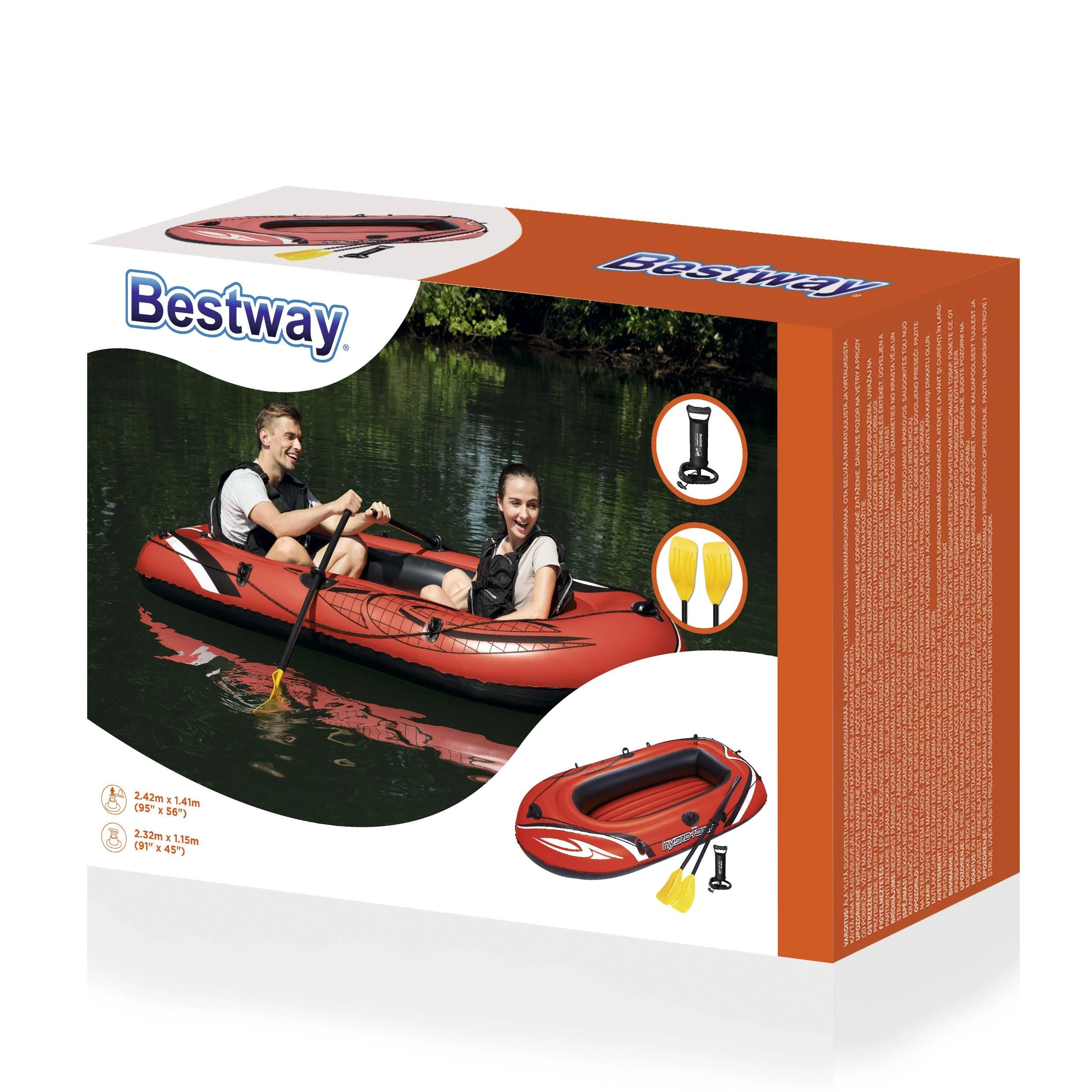 Bestway® pripučiama valtis skirta 2 suaugusiems ir vaikui Kondor 3000 rinkinys, 232 x 115 x 36 cm