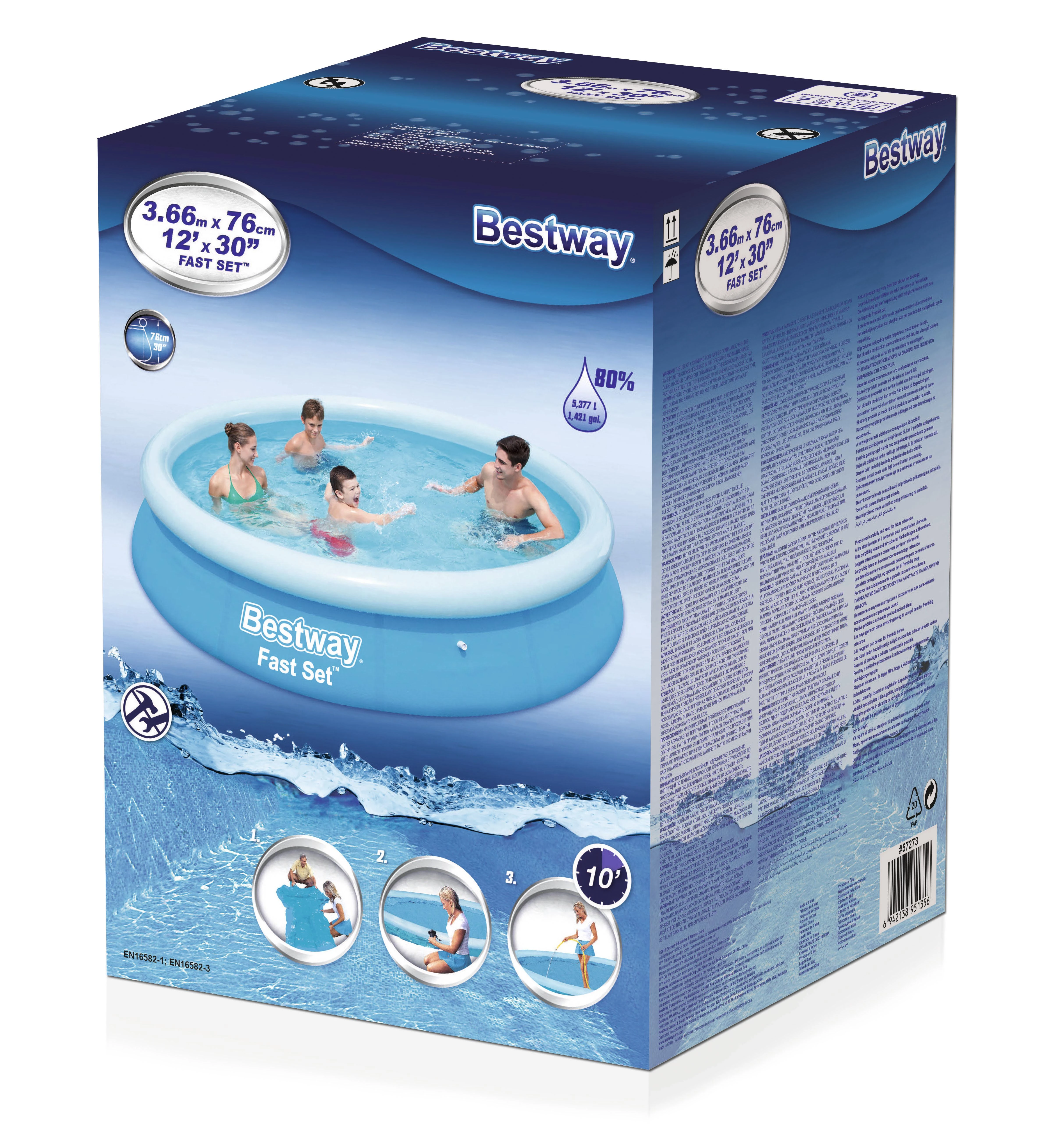Bestway Fast Set 57273 antžeminis baseinas Pripučiamas baseinas Apskritas 5377 L Mėlyna