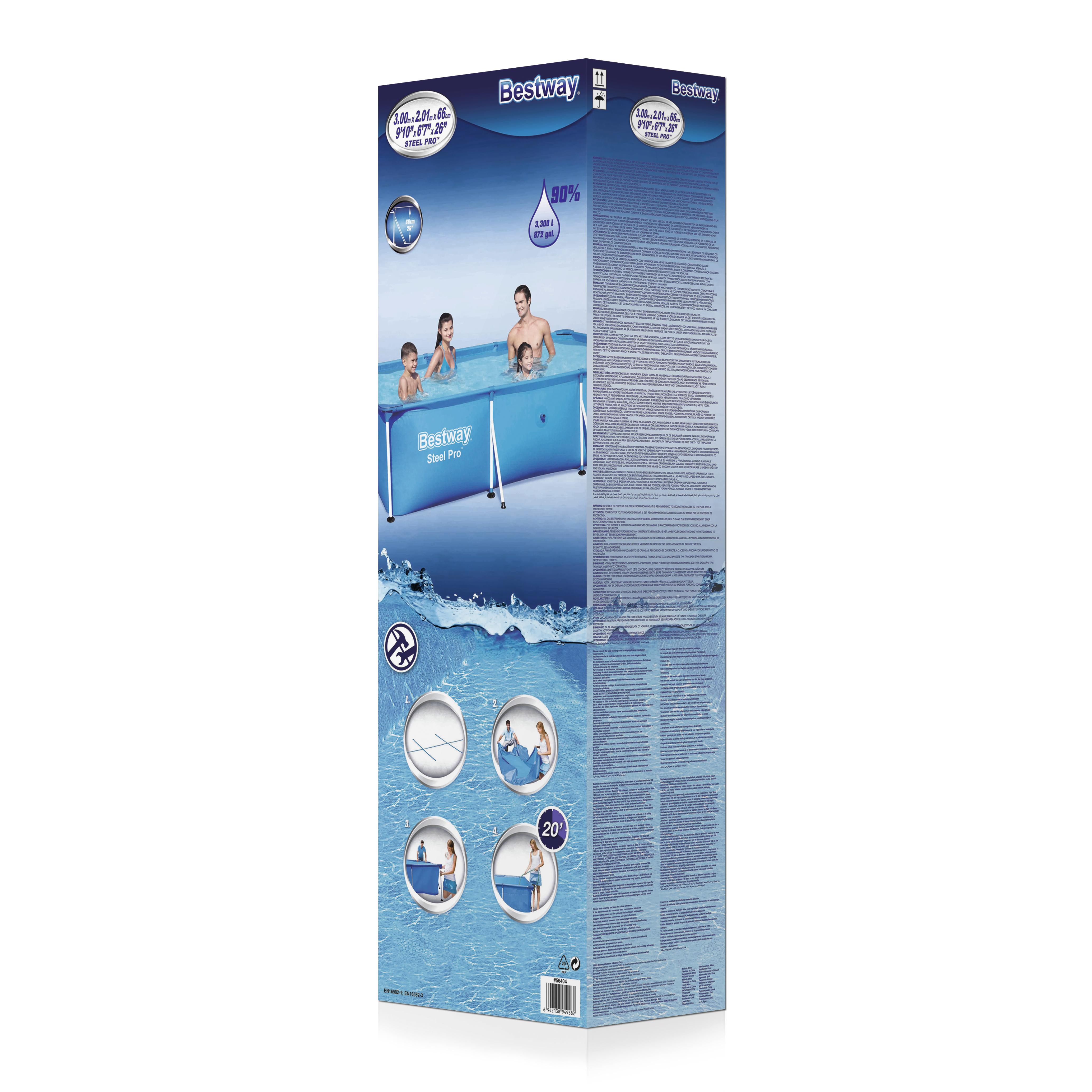Bestway Steel Pro 56404 antžeminis baseinas Karkasinis baseinas Stačiakampis 3300 L Mėlyna