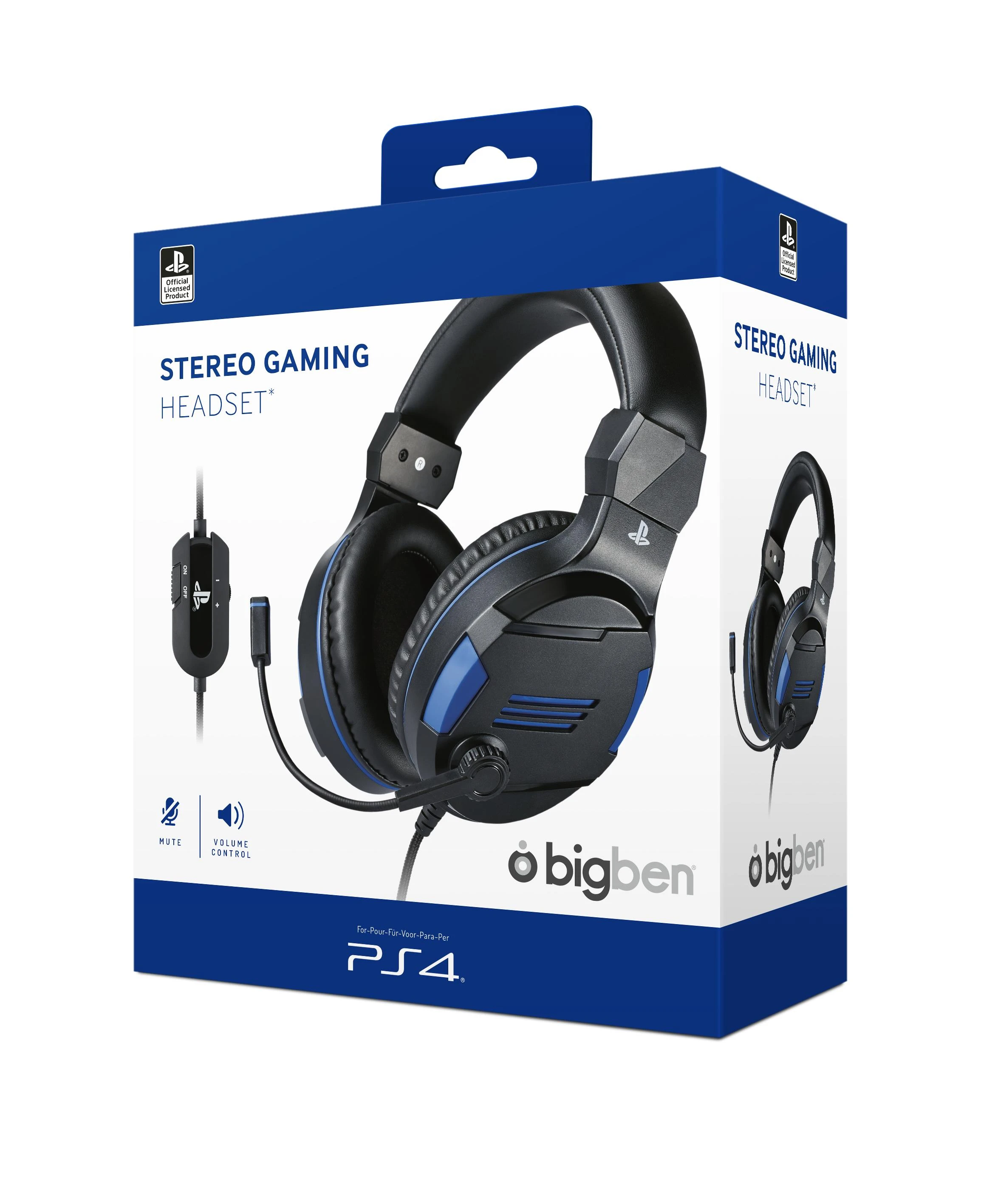 Nacon Big Ben Bigben Interactive PS4OFHEADSETV3 Ausinės be mikrofono ir ausinės su mikrofonu Laisvų rankų įranga Su lankeliu Juoda, Mėlyna