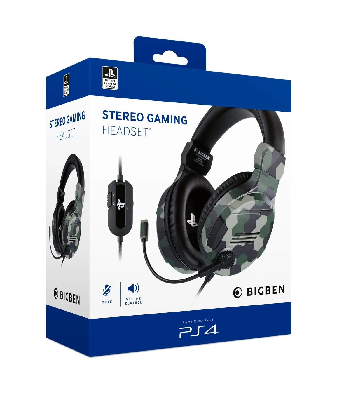 Nacon Big Ben Bigben Interactive PS4OFHEADSETV3G Ausinės be mikrofono ir ausinės su mikrofonu Laisvų rankų įranga Su lankeliu Kamufliažas