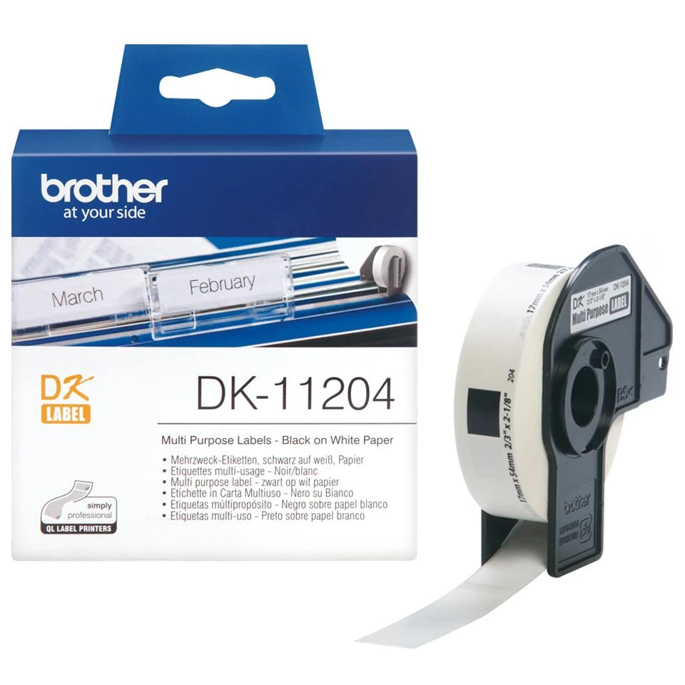 Brother Brolis | DK-11204 Universalios etiketės | Baltas | DK | 17mm x 54mm