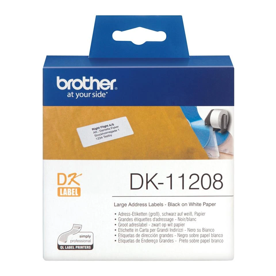Brother Brolis | DK-11208 Didelės adresų etiketės | Baltas | DK | 38mm x 90mm