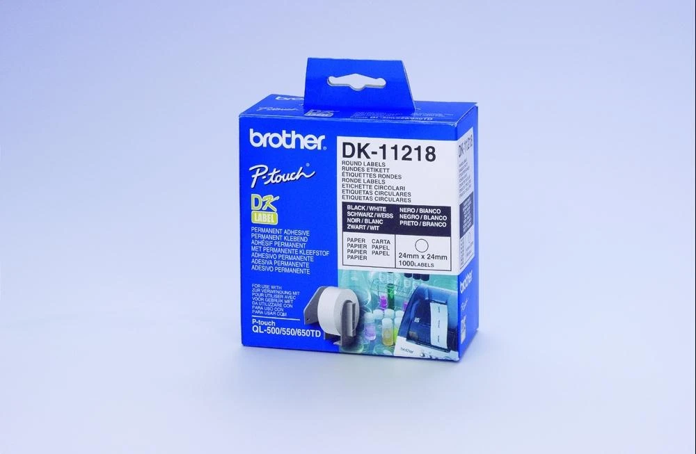 BROTHER DK11218 1" APVALIOS POPIERINĖS ETIKETĖS