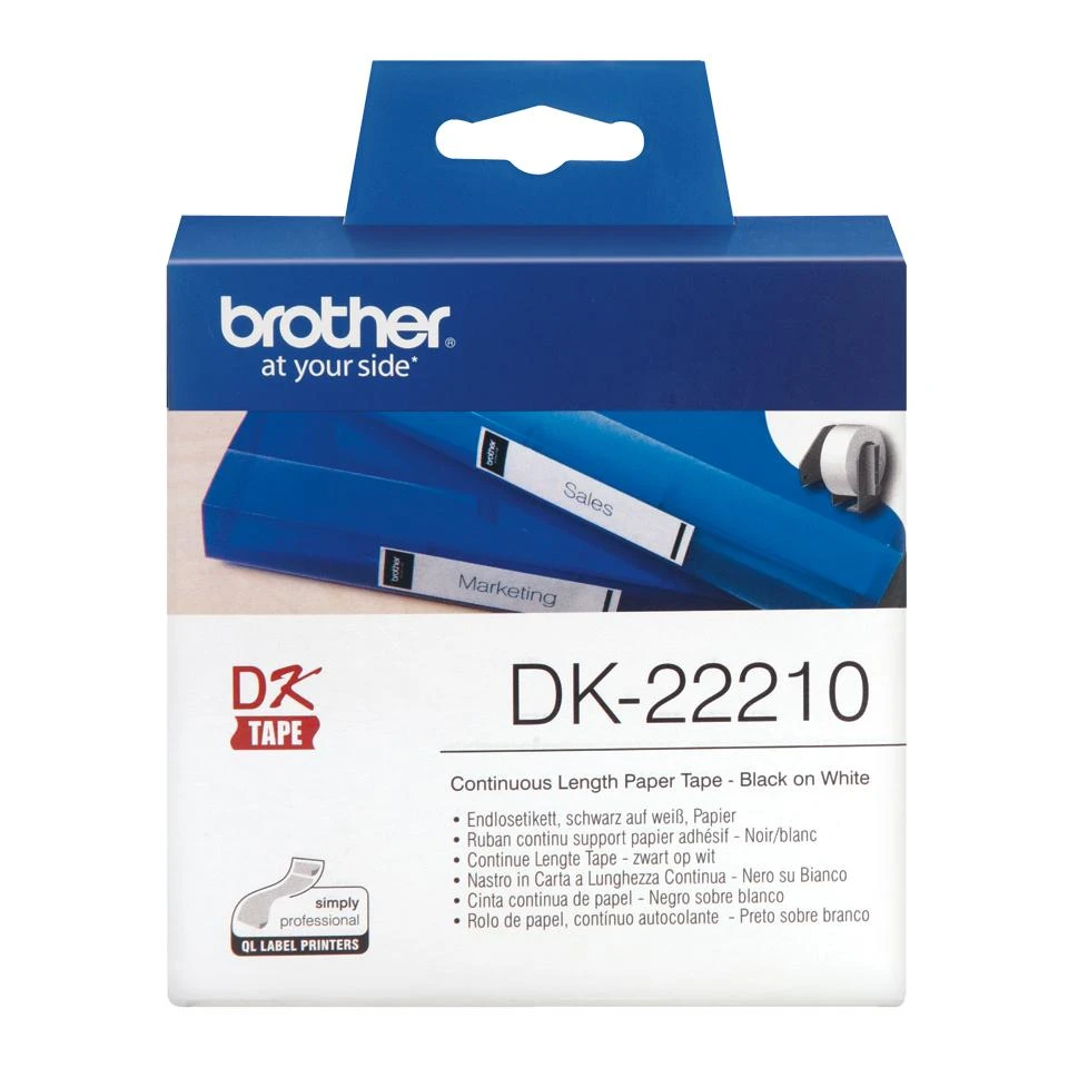 Brother Brolis | DK-22210 ištisinio ilgio popierinė etiketė | Baltas | DK | 29 mm | 30,5 m