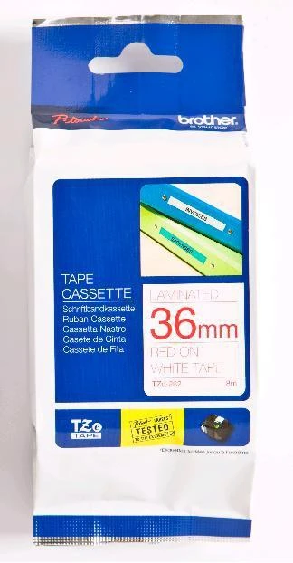 Brother | TZe-262 Laminated Tape | Raudona on Baltas | TZe | 8 m | 3.6 cm