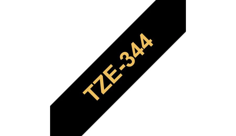 Brother TZe-344 etikečių juostelė Auksinė ant juodos