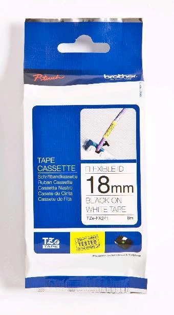 Brother Brolis | TZe-FX241 lanksti ID laminuota juosta | Juodas ant Balto | TZe | 8 m | 1,8 cm