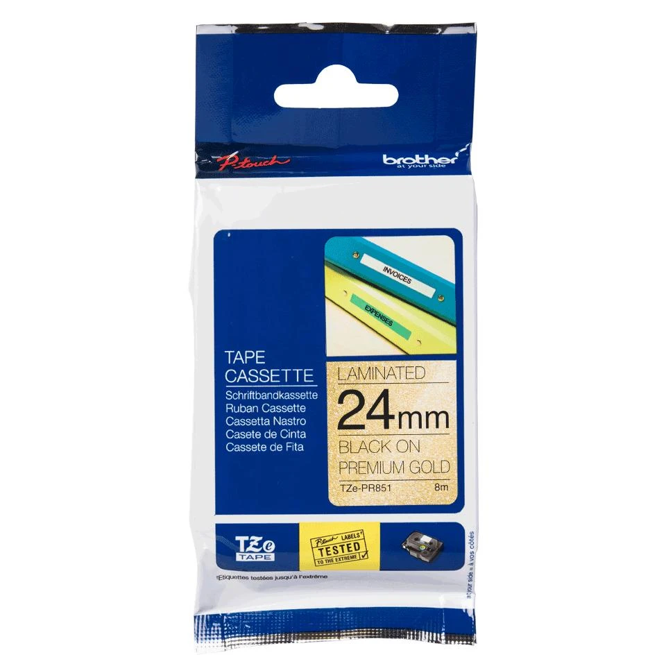 BROTHER TZE-PR851 24 Juodas ON GOLD TAPE