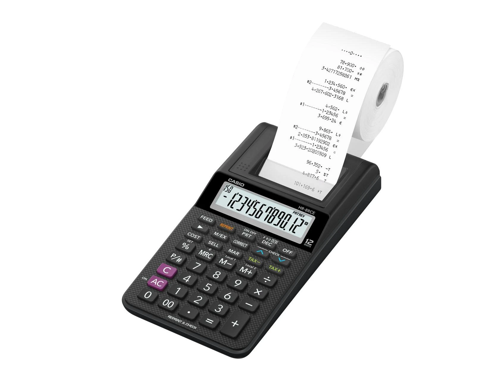 Casio HR-8RCE skaičiuotuvas su popierine juosta