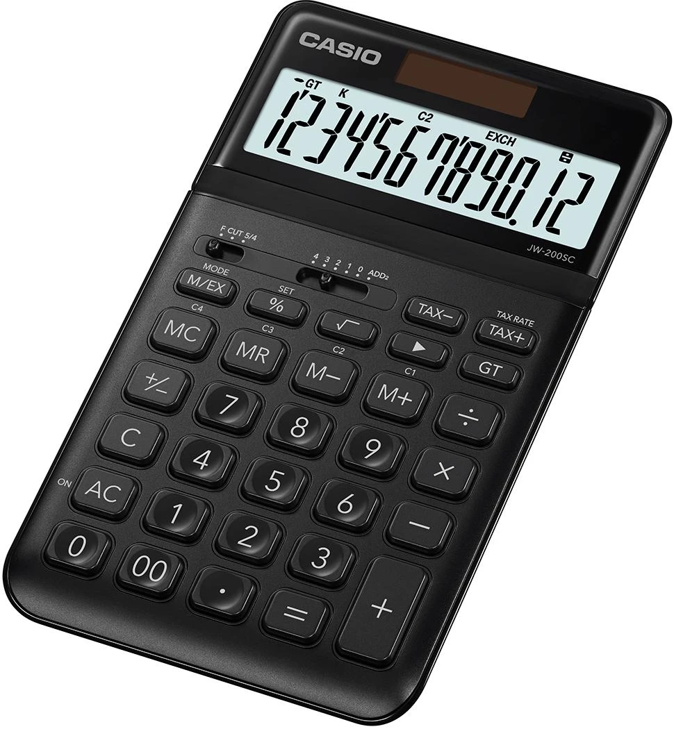 Stalinis skaičiuotuvas CASIO JW-200SC, juoda sp.