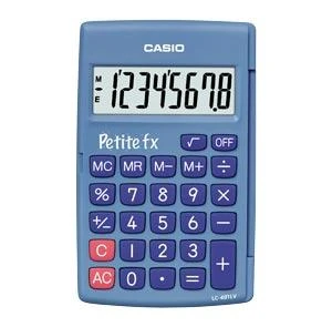 Mėlynas Casio LC-401 su spalvotais klavišais