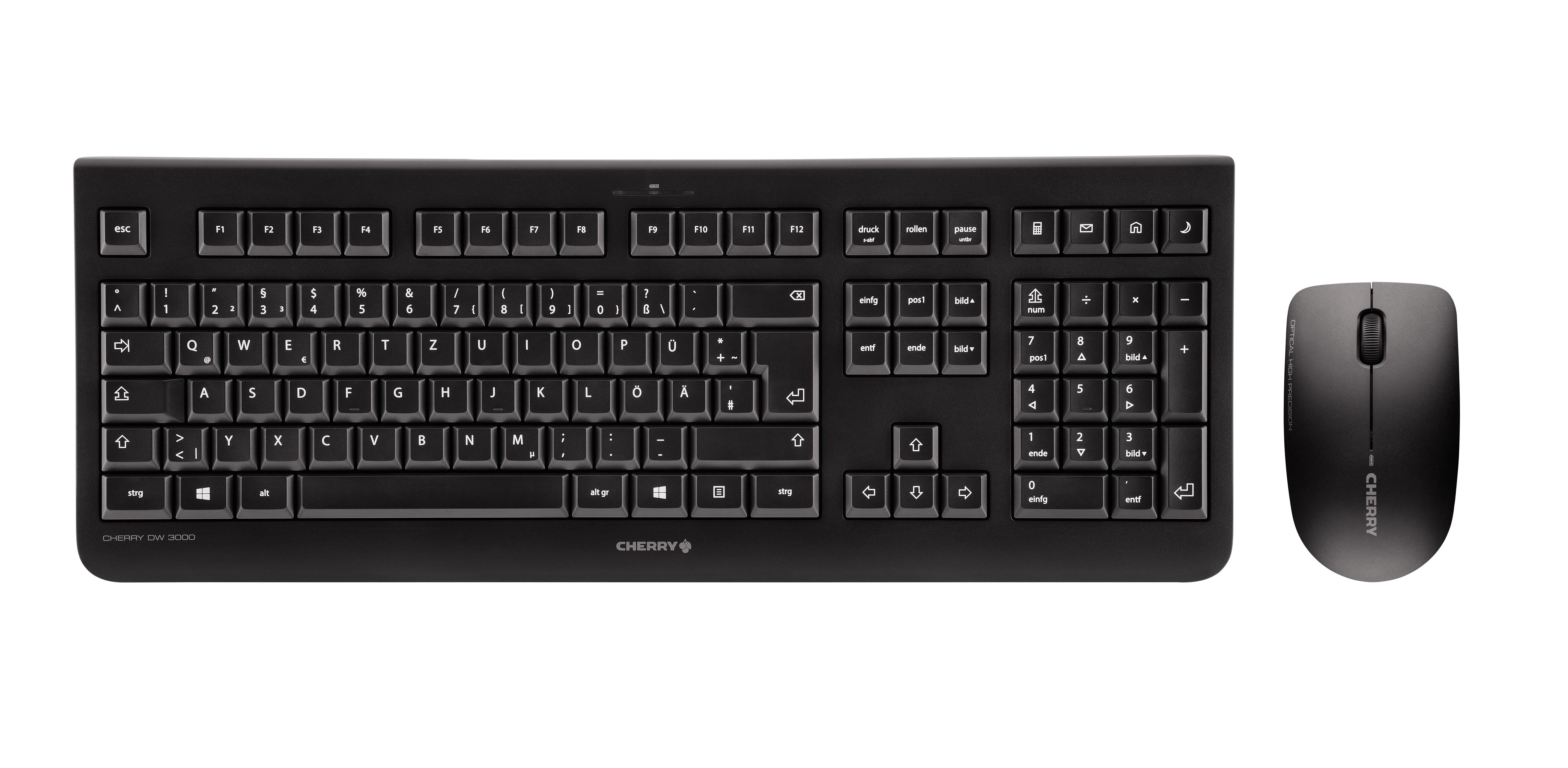 CHERRY DW 3000 klaviatūra Radijo dažnio belaidė QWERTZ Vokiečių Juoda
