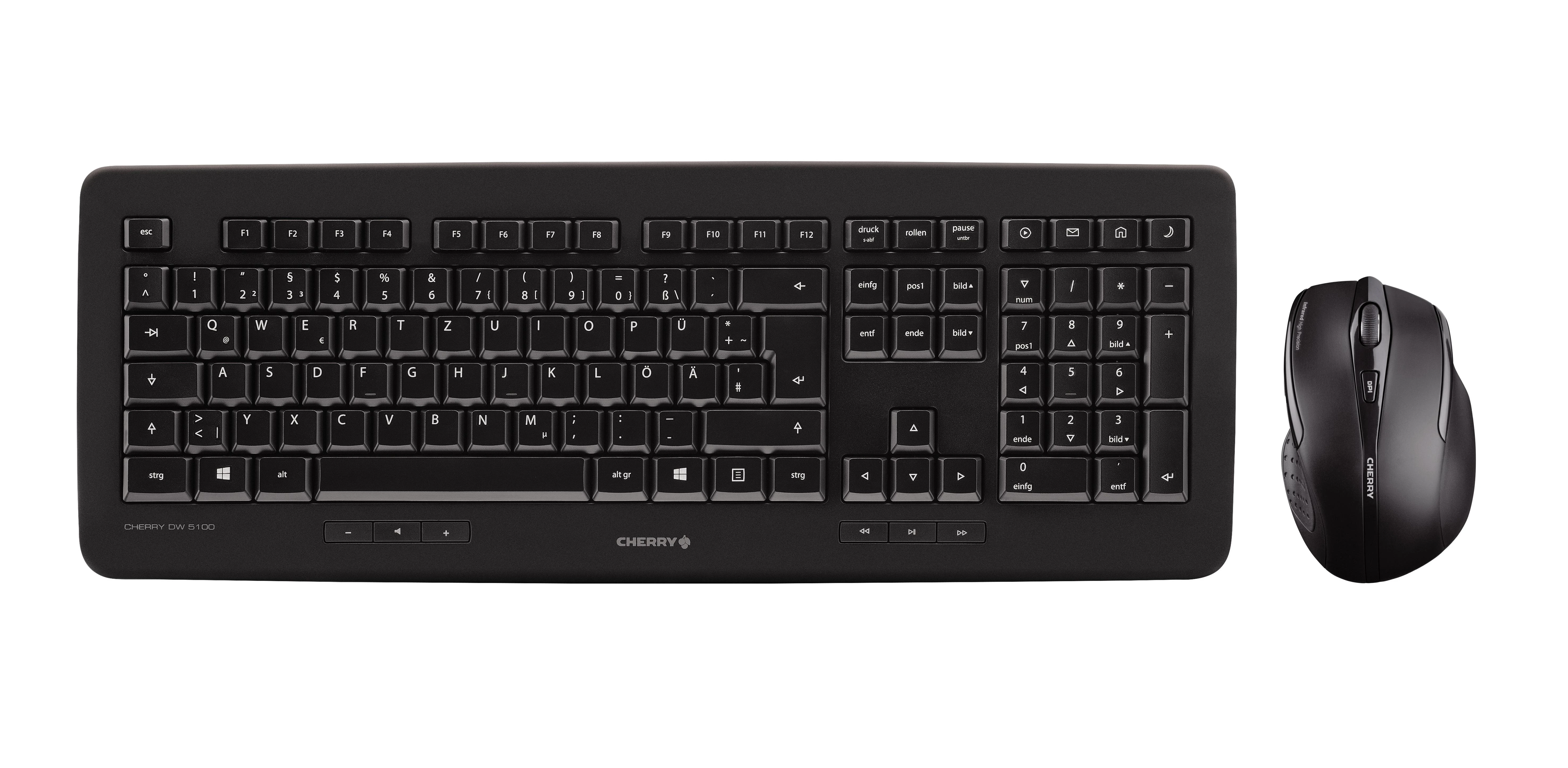 CHERRY DW 5100 klaviatūra Radijo dažnio belaidė QWERTZ Vokiečių Juoda