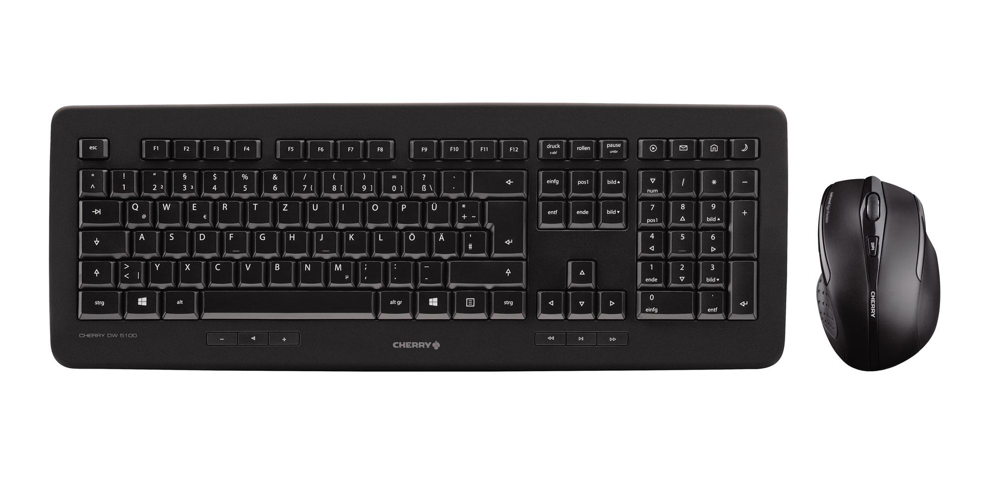 CHERRY DW 5100 klaviatūra Radijo dažnio belaidė Anglų (JAV) Juoda