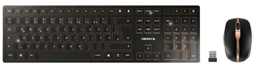 CHERRY DW 9000 SLIM klaviatūra RF belaidė + Bluetooth QWERTY Anglų (JAV) Juoda