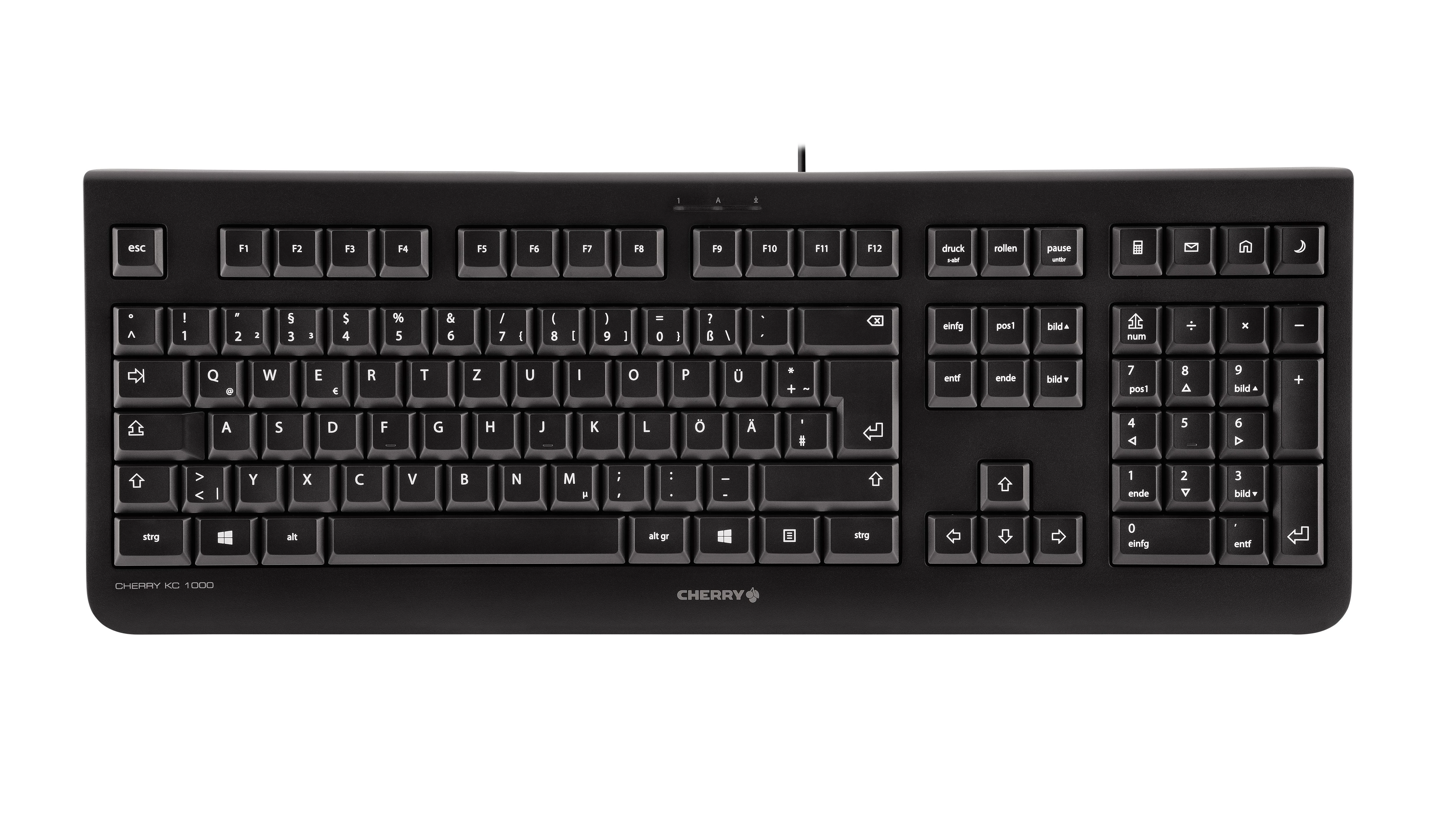 CHERRY KC 1000 klaviatūra USB QWERTZ Vokiečių Juoda