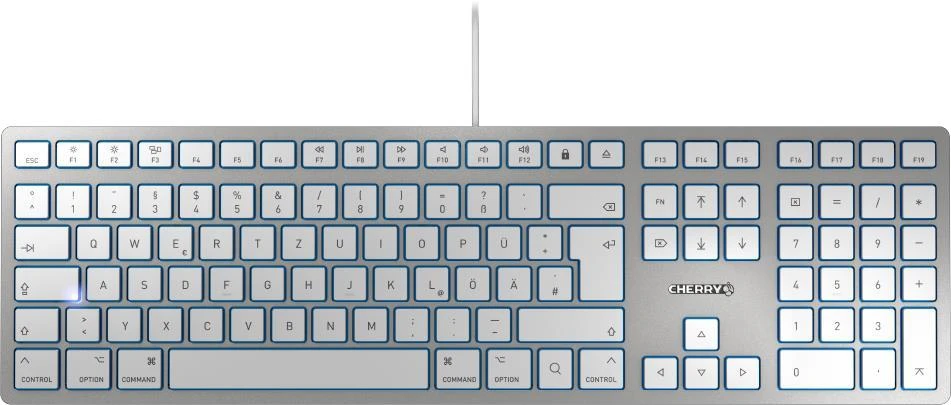CHERRY KC 6000 SLIM FOR MAC klaviatūra USB QWERTZ Vokiečių Sidabras