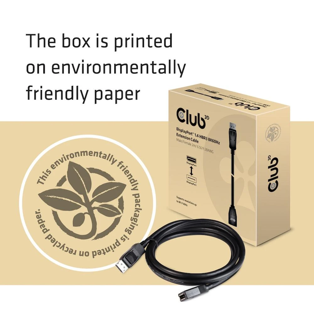 Club 3D CLUB3D CAC-1022 kabelių sąsaja / invertavimo adapteris Displayport 1.4 Juoda