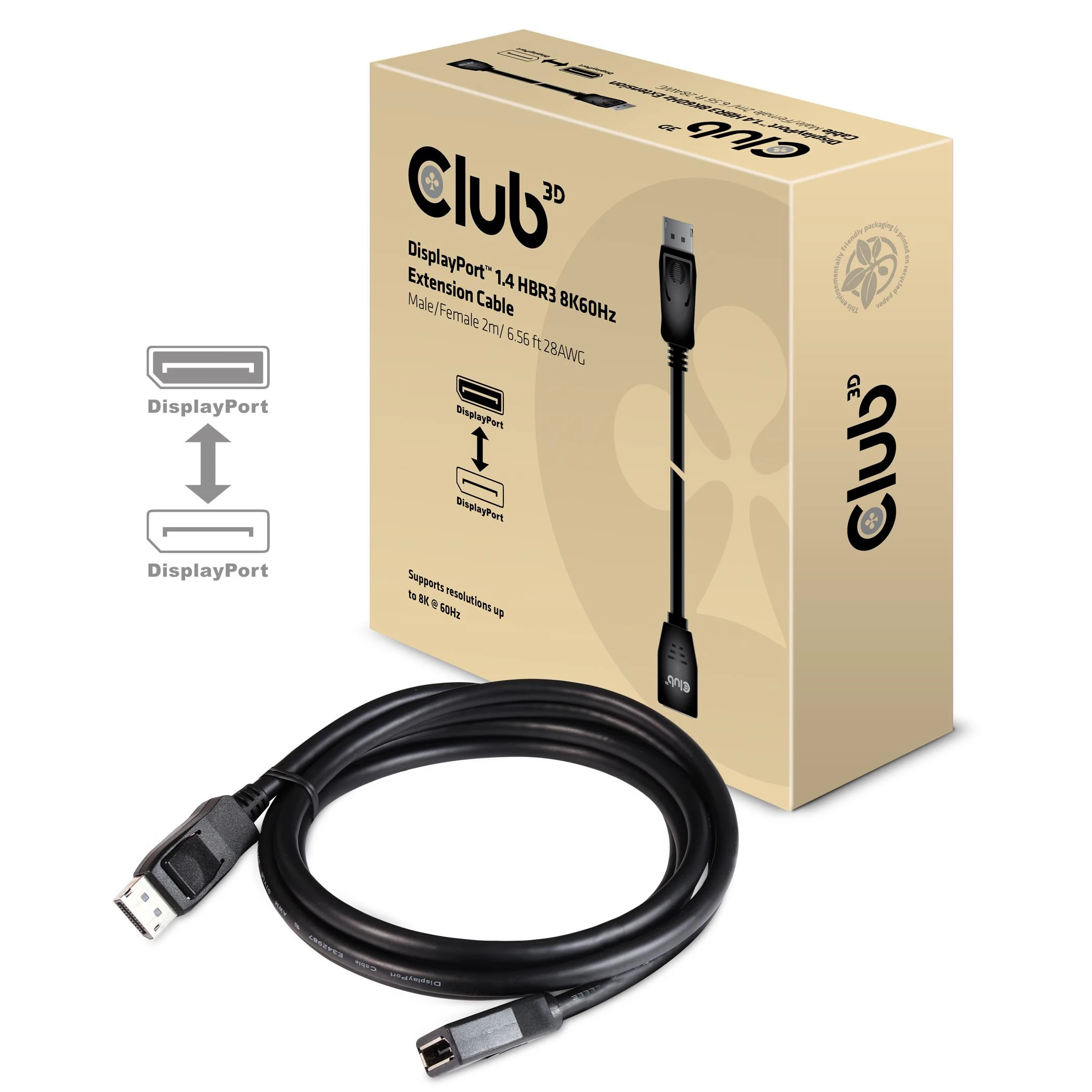 Club 3D CLUB3D CAC-1022 kabelių sąsaja / invertavimo adapteris Displayport 1.4 Juoda