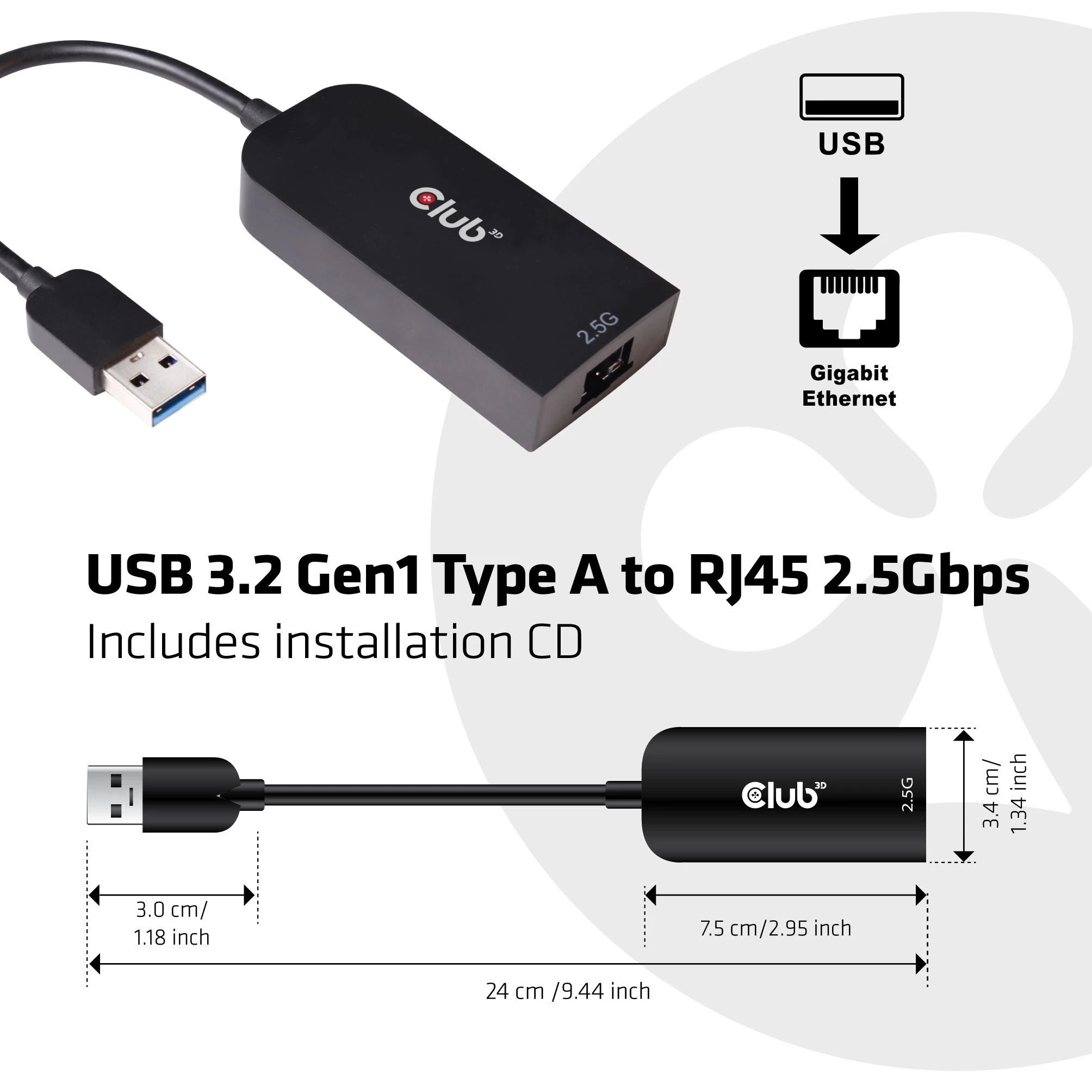 Club 3D CLUB3D cac-1420 usb A Eternetas Juoda