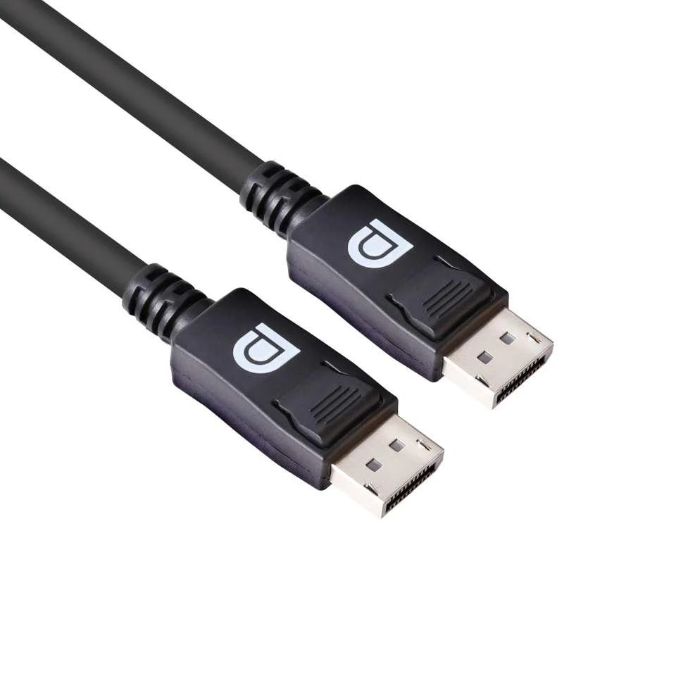 DisplayPort 1.4 laidų jungtys su fiksatoriais