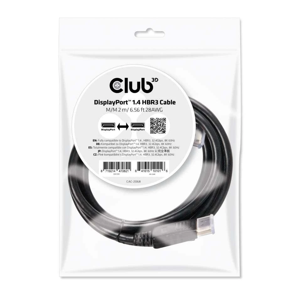 Club 3D DisplayPort 1.4 laidas originalioje pakuotėje
