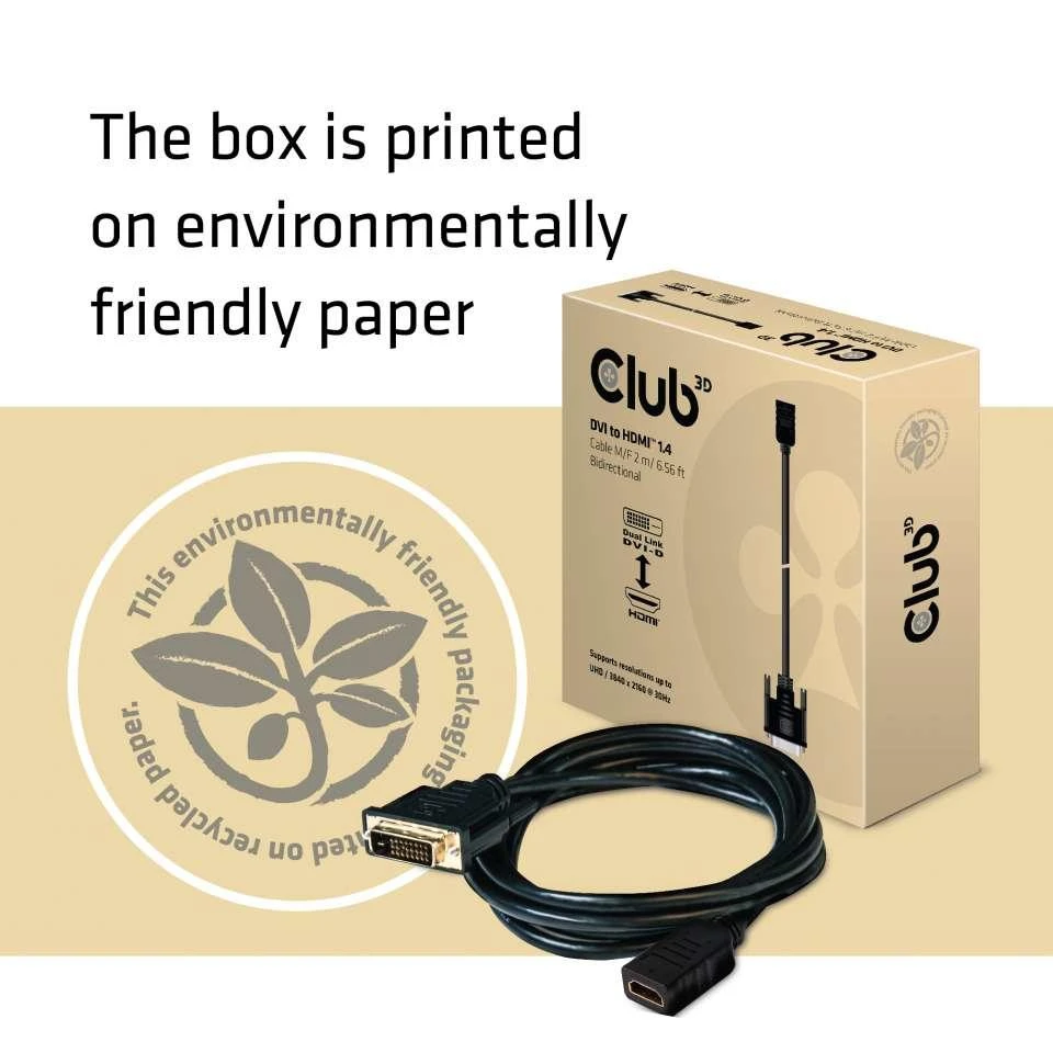 Club 3D CLUB3D DVI į HDMI 1.4 M/F 2 m/6,56 pėdų dvikryptis kabelis