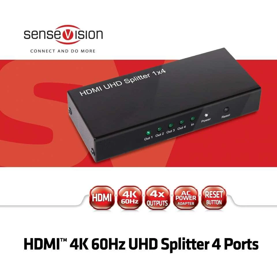 Club 3D keturių prievadų HDMI skirstytuvas su indikatoriais