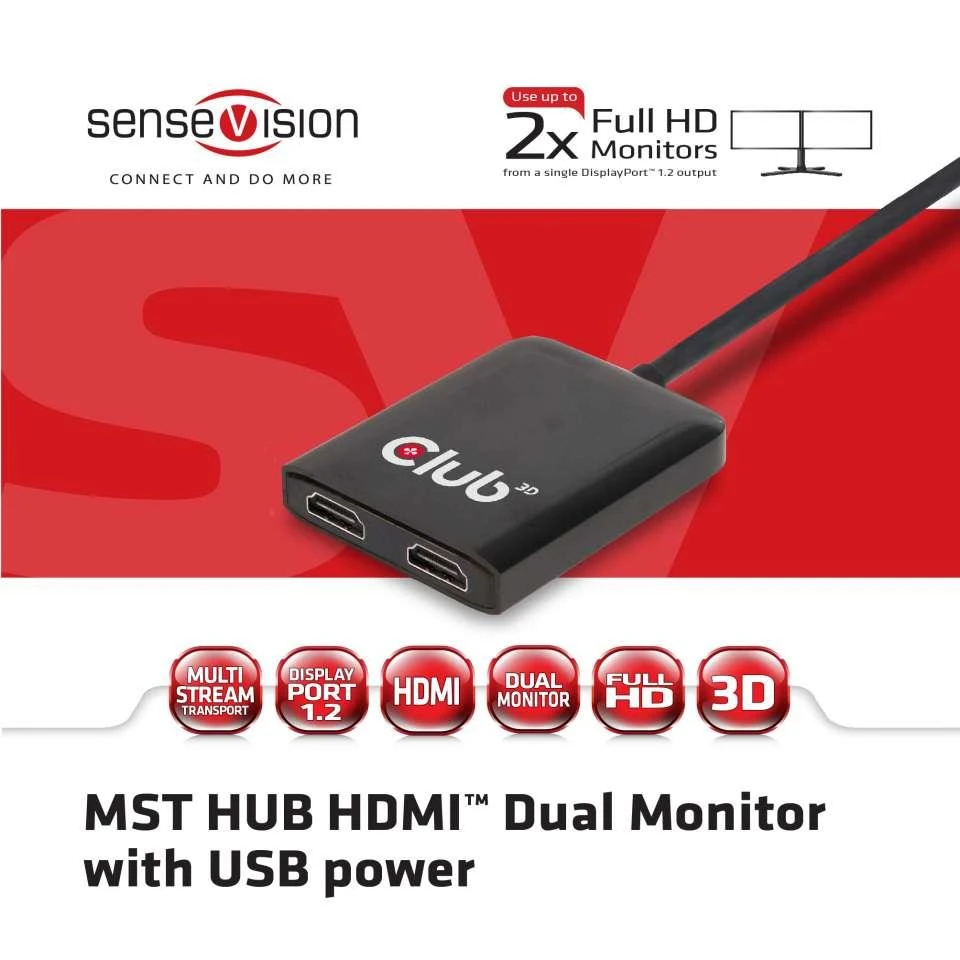 Club 3D MST skirstytuvas su dvejomis HDMI jungtimis