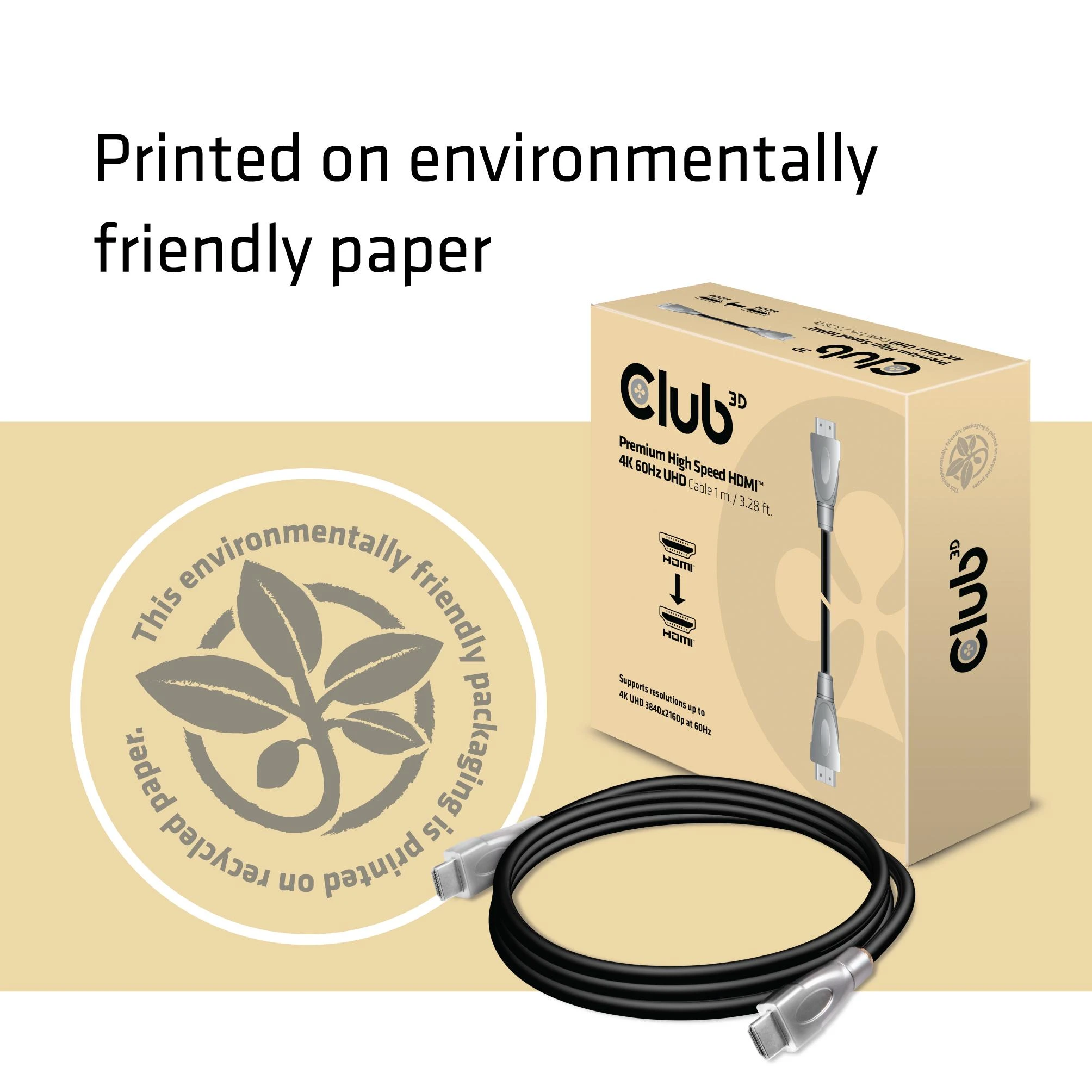 Club 3D CLUB3D Premium High Speed HDMI™ 2.0 4K60Hz UHD kabelis 1 m / 3,28 pėdos Sertifikuotas