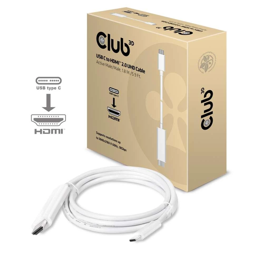 Club 3D USB-C į HDMI laidas pakuotėje