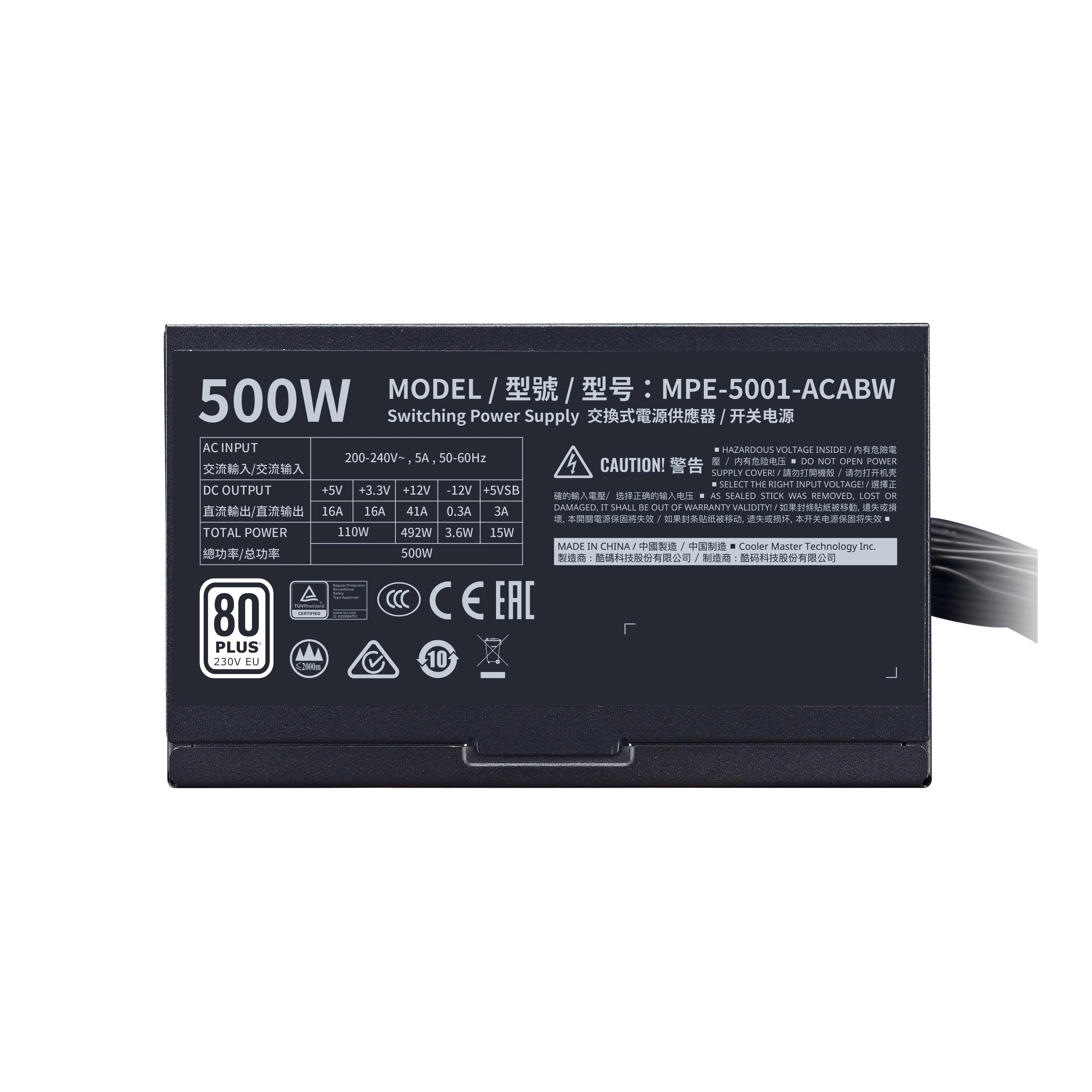 COOLER MASTER MPE-5001-ACABW-EU PSU Baltas 500W V2 80+