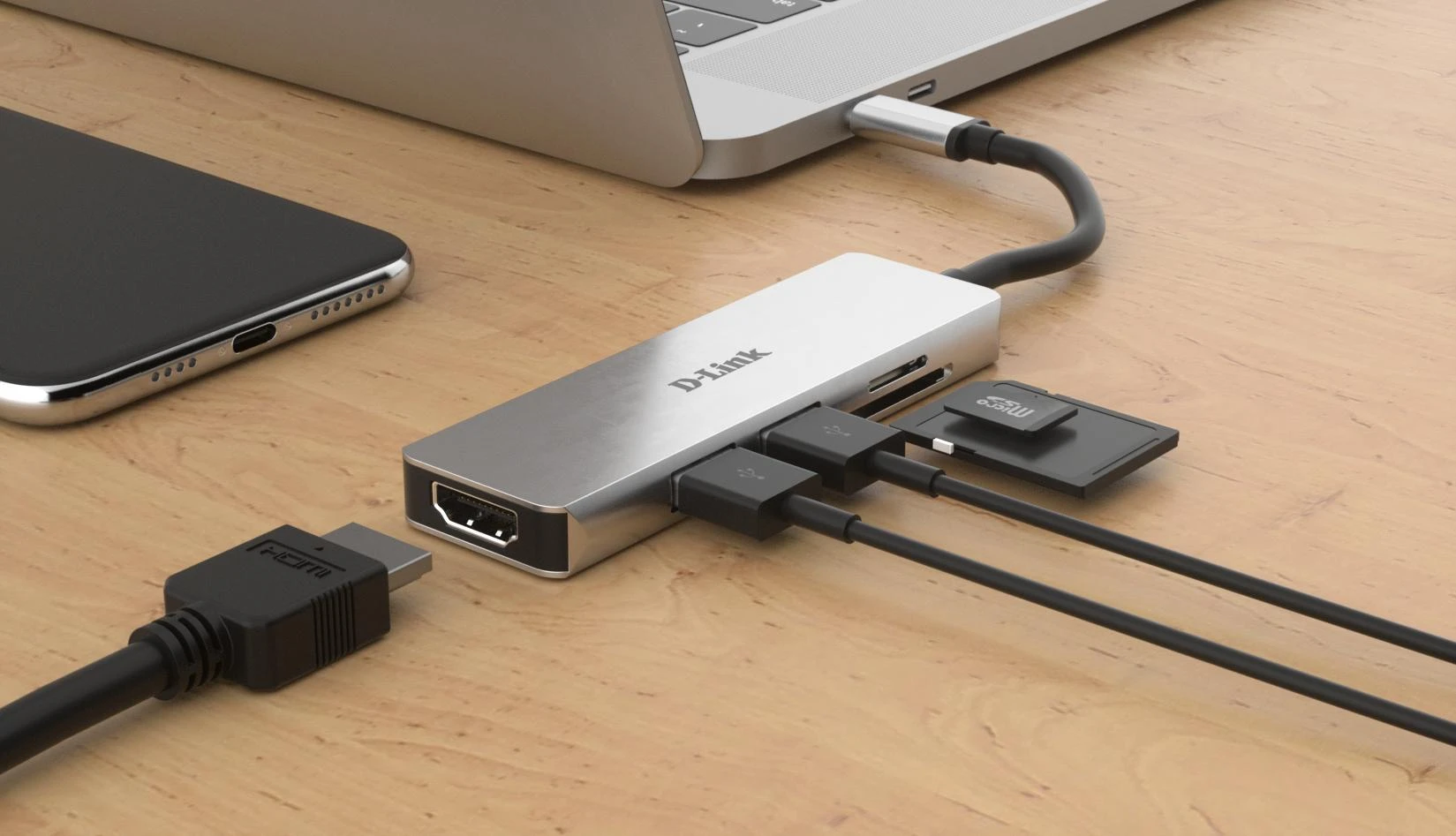 D-Link DUB-M530 knyginių kompiuterių dokas / jungčių replikatorius Vielinis USB 3.2 Gen 1 (3.1 Gen 1) Type-C Aliuminis, Juoda