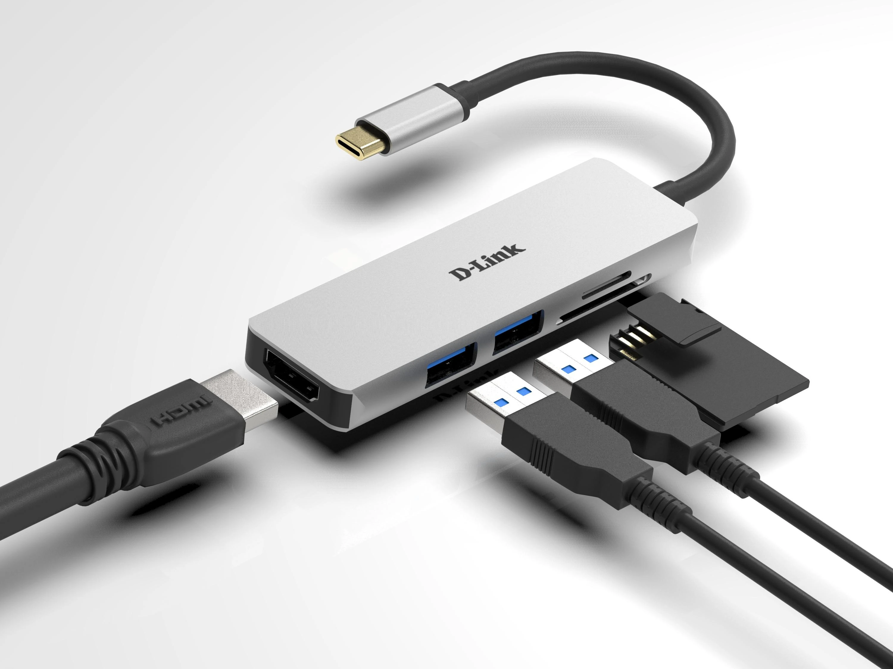 D-Link DUB-M530 knyginių kompiuterių dokas / jungčių replikatorius Vielinis USB 3.2 Gen 1 (3.1 Gen 1) Type-C Aliuminis, Juoda