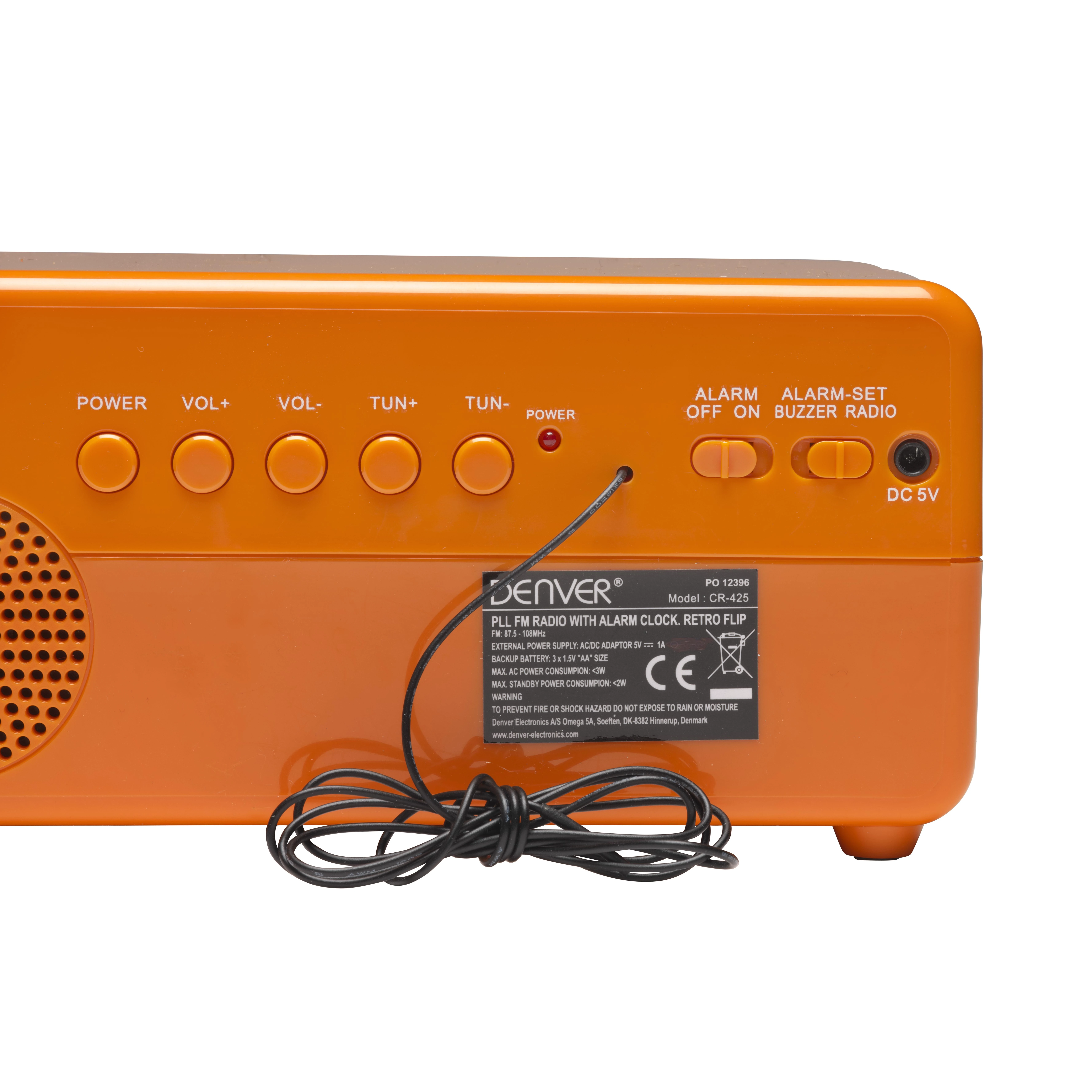 Denver CR-425 radijo imtuvas Laikrodis Analoginis ir skaitmeninis Oranžinė