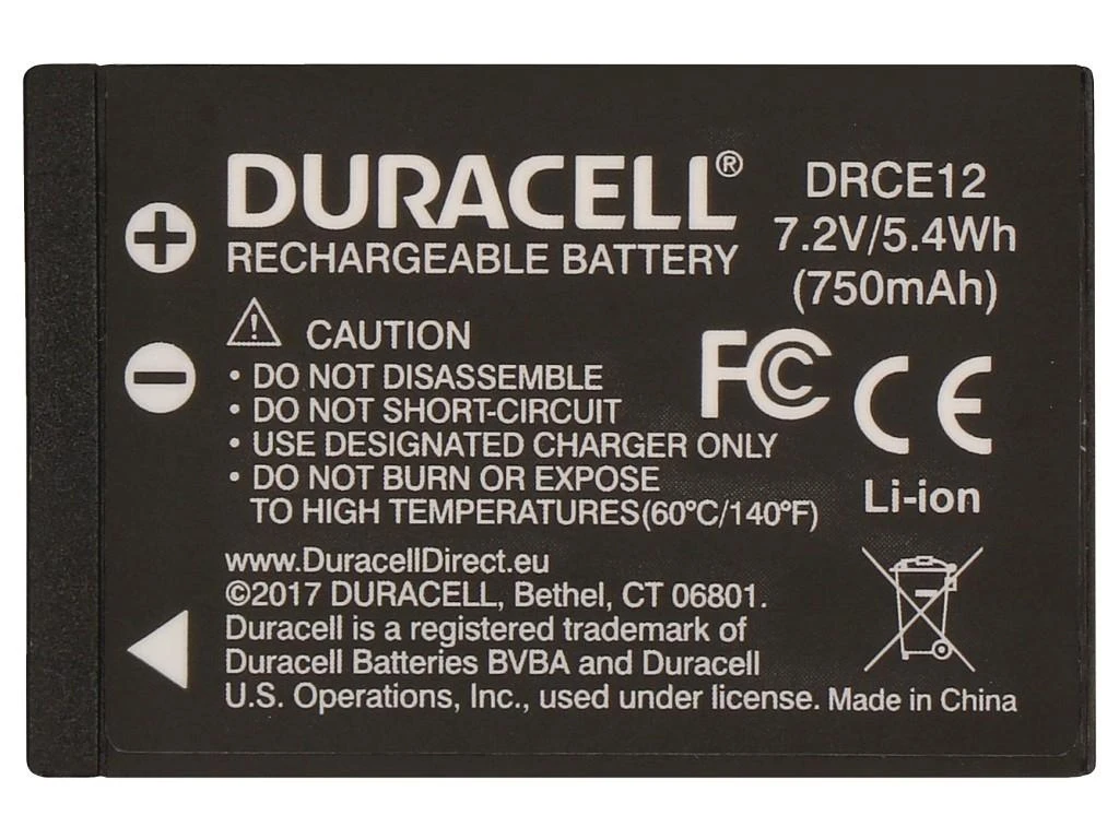 Duracell DRCE12 kameros / vaizdo kameros su vaizdo magnetofonu baterija Ličio-jonų (Li-Ion) 750 mAh