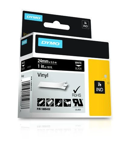 DYMO Rhino Vinilinė Juostelė 24mm x 5.5m / baltas ant juodas (1805432)