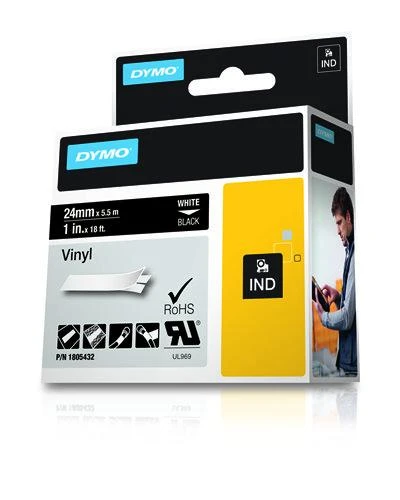 DYMO Rhino Vinilinė Juostelė 24mm x 5.5m / baltas ant juodas (1805432)