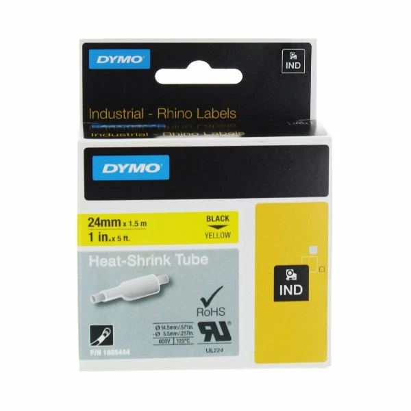DYMO Rhino Termo vamzdelis 24mm x 1.5m / juodas ant geltonos (1805444)