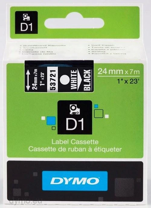 DYMO D1 Juostelė 24mm x7m / baltas ant juodos (53721 / S0721010)
