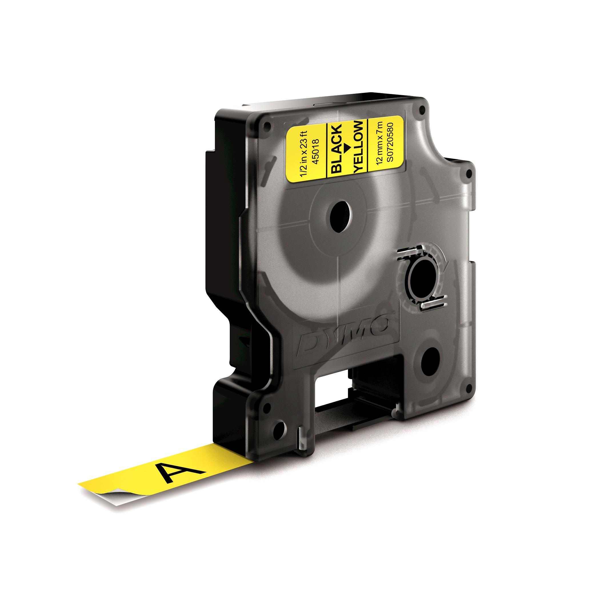 Juostelė DYMO D1 12mm x 7m, vinilinė, juoda ant geltono / S0720580 45018