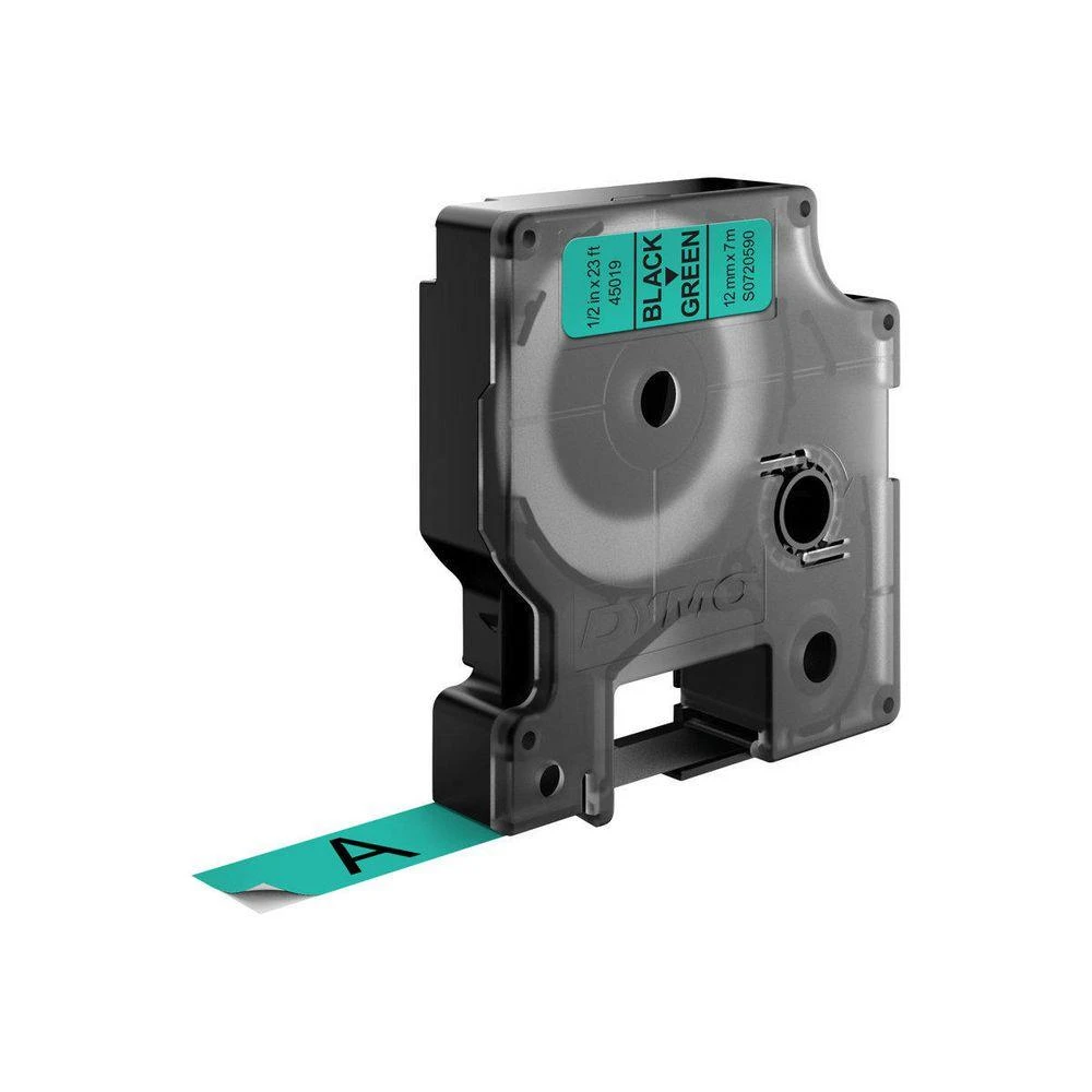 Juostelė DYMO D1 12mm x 7m, vinilinė, juoda ant žalio / S0720590 45019